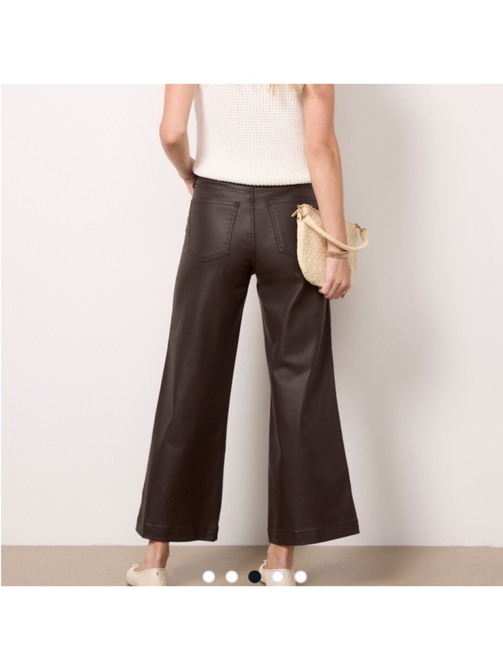 New Kut from the Kloth Meg Coated High Rise Fab Ab Wide Leg brown 14 - Picture 3 of 13